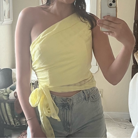 Amanda Uprichard yellow bexley one shoulder top M - Picture 3 of 3